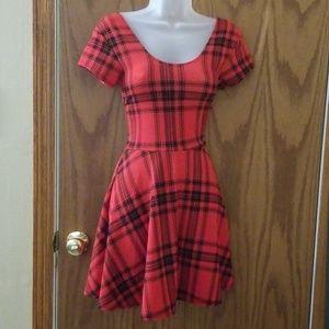 Red plaid skater dress